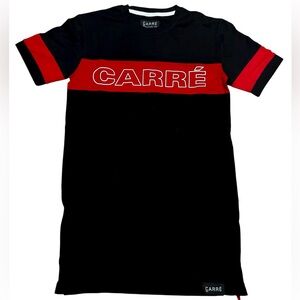 Carré Paris Men’s Panneau Short Sleeve T-Shirt Black Red side zippers size small